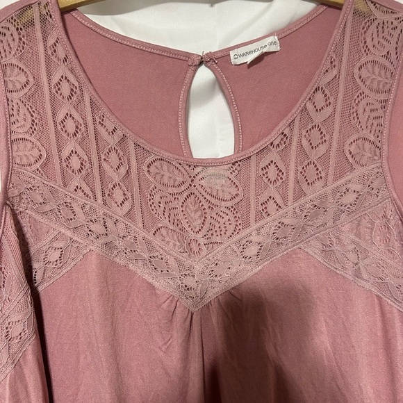 Warehouse Lace Detail Tank Top - Dusty Rose - Picture 6 of 8